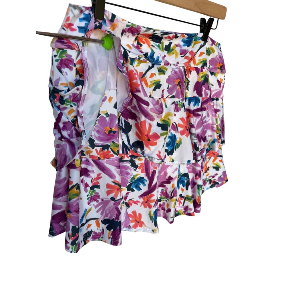 Dona Jo Athletic Skort w Floral Print and Ruffles for Golf, Netball  size XL/3 - Picture 6 of 11